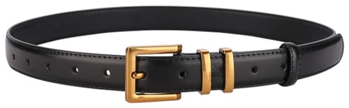 ALAIX Women's Leather Belt for Jeans Pants Fashion Ladies Belt with Gold Buckle Elegant Thin Waist Dress Belts for Women
