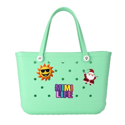 Premium X-Large EVA Waterproof Beach Bag Sandproof Washable Structured Rubber tip proof open Tote Inner Pocket &3 Free Charms Durable Pool Boat sports &Travel (48x34x23cm)