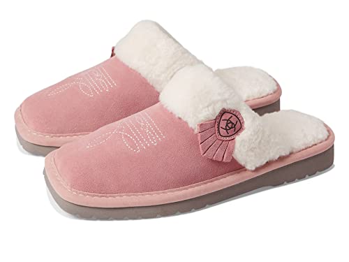 Image of ARIAT Women's Jackie Square Toe Warm Soft Genuine Suede Leather Indoor Outdoor Slippers with Plush Collar