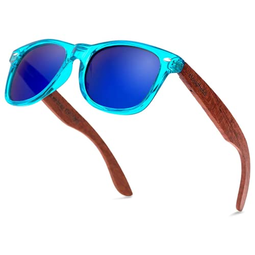 cloudfield Wood Frame Sunglasses for Men and Women with 9-Layer Polarized Lenses and Double Layer of UV Blocking Coating