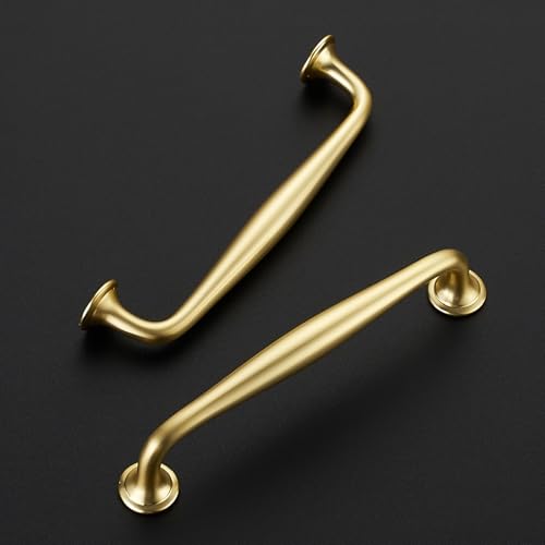 Image of Ravinte 5 Pack 5 Inch Brushed Brass Kitchen Cabinet Handles Solid Zinc Alloy Cabinet Pulls Cupboard & Drawer Handles