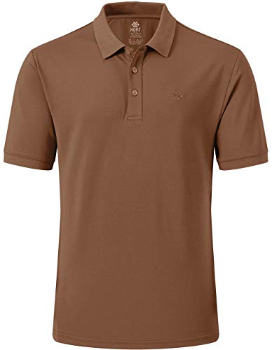 MoFiz Men's Golf Shirts Polo Shirt Men's Athletic Shirts & Tees Classic Fit Short Sleeve Shirts for Men Iron Yellow Size L
