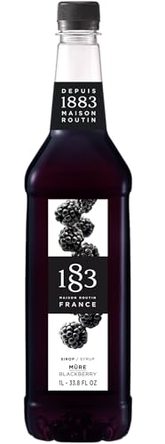1883 Maison Routin Premium BlackBerry Syrup Perfect for Coffees Cocktails Mocktails & Smoothies Vegan-Friendly Allergen-Free No Preservatives or Artificial Colours - 1L PET Bottle