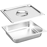 HOODANCOS Bandeja De Buffet De Acero Inoxidable Con Tapa 12.79X10.43X2.55In Contenedor Para Servir Comida Buffet En Casa Y...