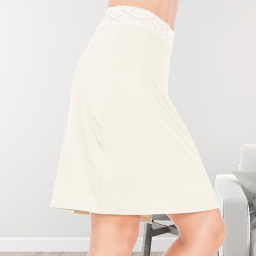 Image of Half Slips for Under Dress Women Underskirt Dress Extender Lace Trim Knee Length