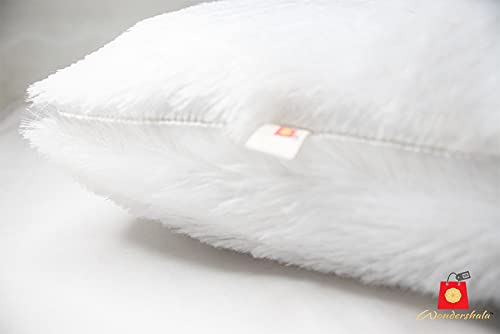Image of White Fur Cushion Covers Set of 2 Home Decor Cushion Cover 16x16 Inches Decoration Cushion Covers