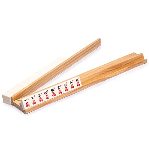 Yellow Mountain Imports 18-Inch Dark Pine Wooden Mahjong Game Racks with Built-in Pushers - Set of 4 product thumbnail 11
