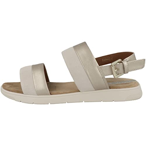 Geox D Dandra, Sandalo Donna, Lt Gold off White, 38 EU