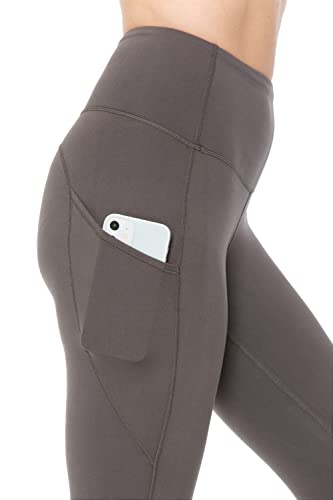 Leggings Depot Women's Reflective 7/8 Yoga Pants with Pockets-YL8A, Charcoal, 2X - Thumbnail 4