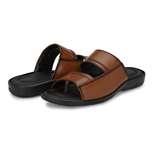 TrueYarn Men's Genuine Leather Slippers | Thong Sandals For Men | Comfortable | Cushioned Insole | Durable | Handmade | All Occasion Slippers