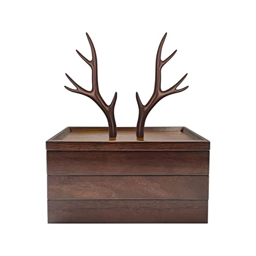 YIORYO Joyero organizador, creativo joyero de madera maciza, exquisito organizador de joyas multicapa de alta gama, estuche de joyería para collares, anillos, pendientes, relojes