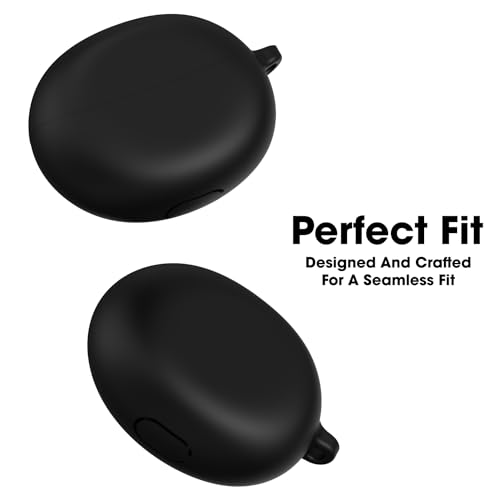 Image of Sounce Earphone Case Cover Compatible for Oppo Enco Air 2 Pro, Soft Silicone Skin Case Cover Shock-Absorbing Protective Case with Keychain [Front LED Visible] (Black)