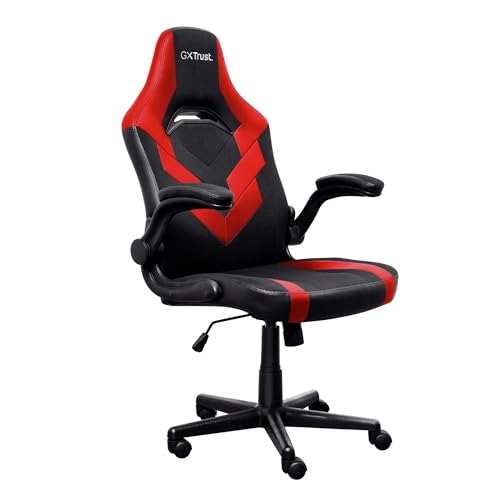 GXTrust 1703 Yezz Sedia Gaming con Braccioli Imbottiti, Regolabile in Altezza, Gas di Classe 4, Sedia da Gaming Inclinabile Fino a 140 kg, Rivestimento in Tessuto, per PC Ufficio Gioco, Rosso