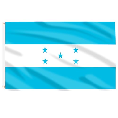 AhfuLife Grande Drapeau du Honduras 90x150cm, 1Pcs Drapeau Hondurien Double Face avec œillets en Laiton en Polyester pour Fête Nationale, Coupe du Monde, Ligue des Nations, Jardin, Bar
