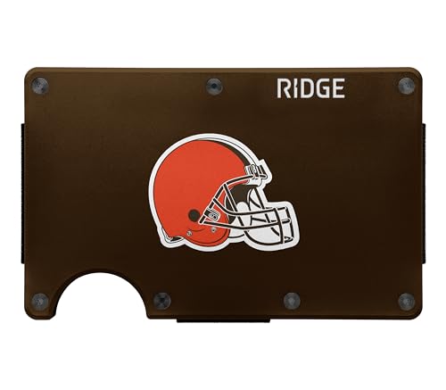 The Ridge NFL Wallet- Cleveland Browns - Slim Wallet, Card Holder, Carry up to 12 Cards RFID Safe, Blocks Chip Readers, Minimalist Wallet With Cash Strap & Extra Money Clip