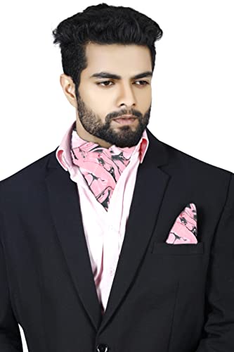 Image of BLACKSMITH Jacquard Microfiber Neckwear Ascot and Matching Pocket Square Set for Men