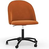 Orange Iconik Interior Velvet Style Chaise de Bureau Rembourrée - Velours - Evelyne Orange