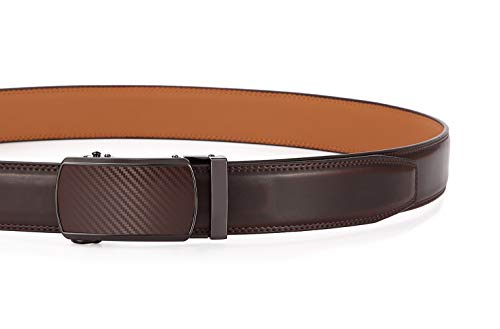 Image of Lingli Men's Belt,Ratchet Dress Belt with Automatic Buckle Brown /Black-Trim to Fit-35mm wide