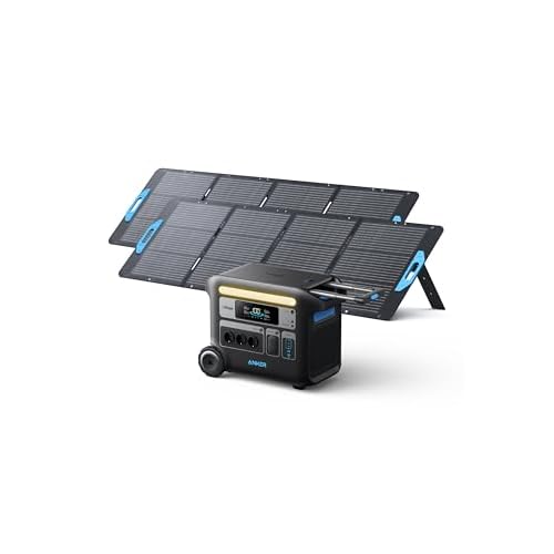 Anker SOLIX F2000 tragbare Powerstation, Powerhouse 767, Solargenerator 2048Wh mit 2 x 200W Solarpanel, Powerstation mit LiFePO4 Akku, 3 x 230V AC Steckdose 2300W Max für Camping, Wohnmobil