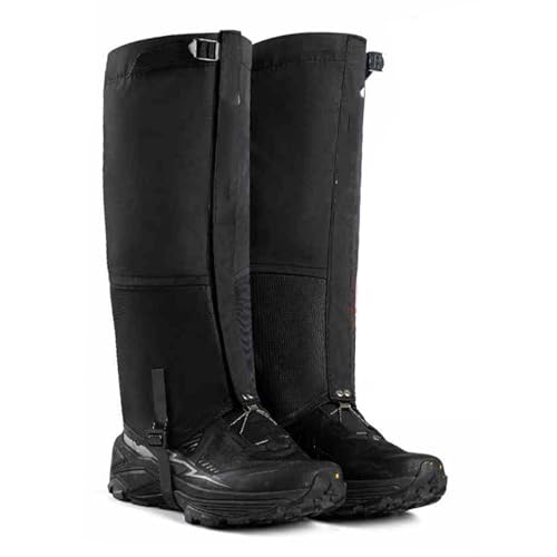Hiking Gaiters，High Top Legging, Outdoor Leg Plush Leggings, Suitable for Fishing Snow Camping Mountaineering(Black,X-Large)