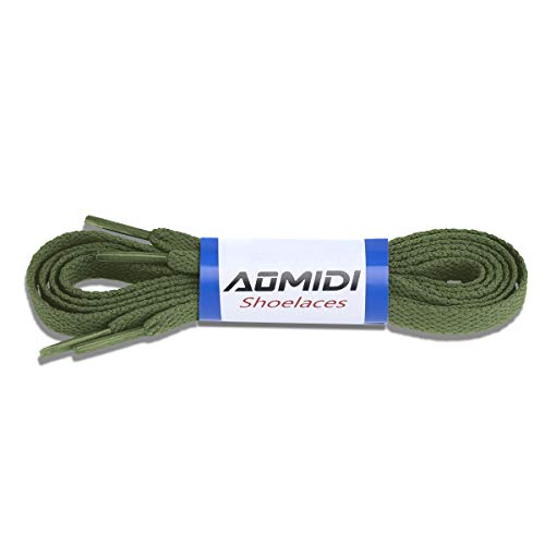 Aomidi 2 Pair Flat Shoelaces 5/16" For Sneakers And Converse Shoelaces Replacements (30" Inches (76 Cm), Army Green) #TOP3
