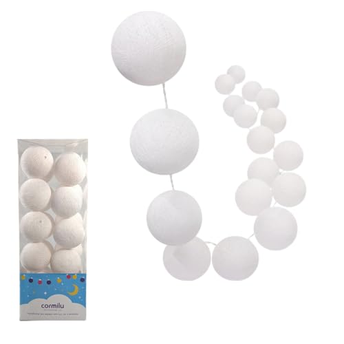 Cordão de Luzes LED com 20 Bolas Luminosas, Cores Sortidas, Bivolt (Branco, 20 Bolas (2.8m))