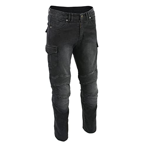 Milwaukee Leather MDM5011 Men's Millennium Black Knee Flex CE Armored Motorcycle Denim Jeans Reinforced w/Aramid Fibers
