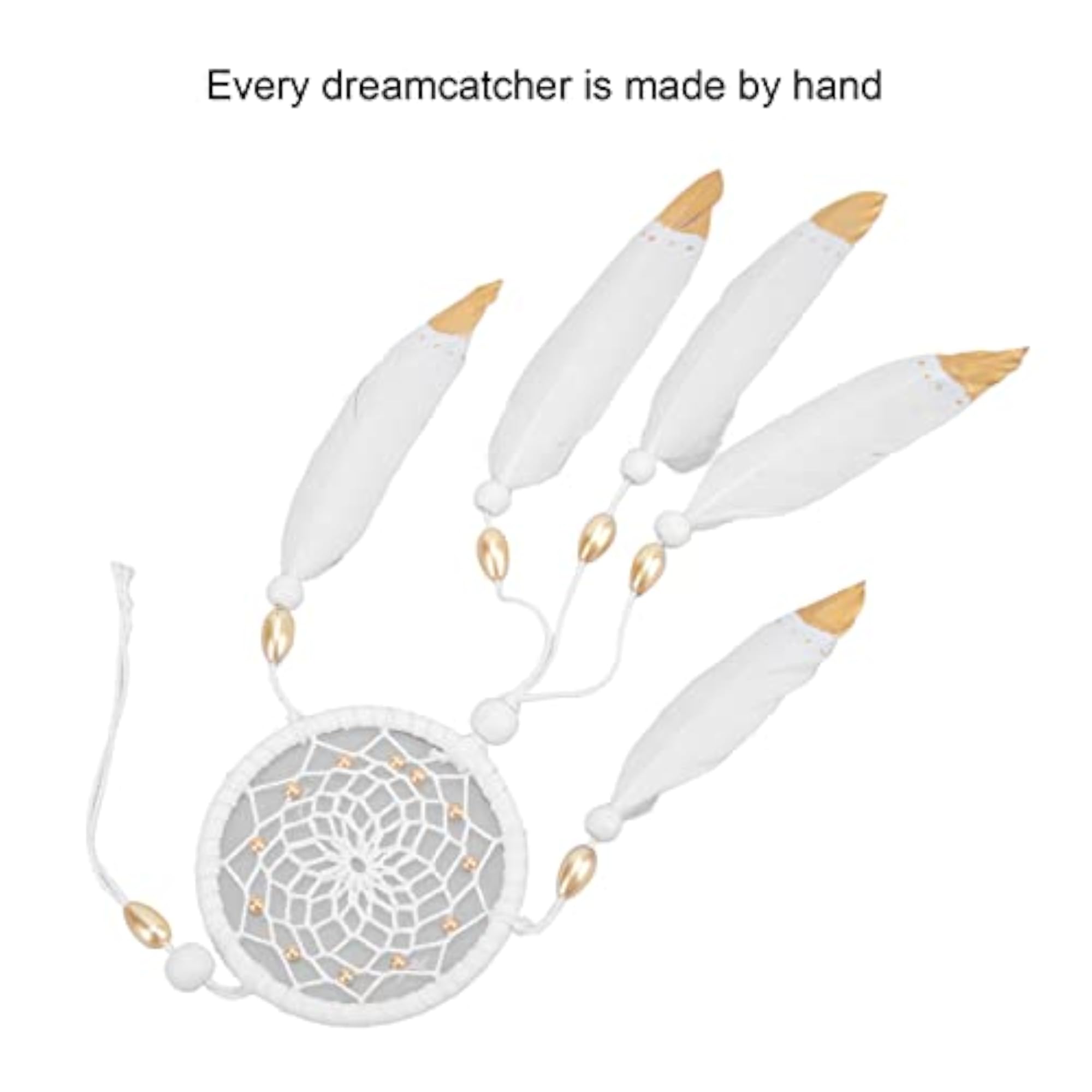 Hand Painted Wall Hanging Dreamcatcher, White Color