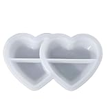 yeeplant 2 Stück Silikon-Herz-Kerzenformen, Doppelherz, Valentinstags-Form, 5,8 x 8,6 cm, Kerzenhalter für Harz, Gips, Aromatherapie, DIY