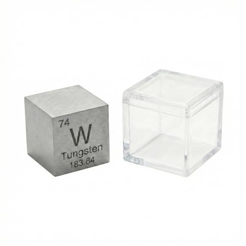 10mm High Purity Tungsten Cube 99.95% Density Metal Block with Clear Acrylic Display Case, Heavy Element Sample for Education Science Desk Display