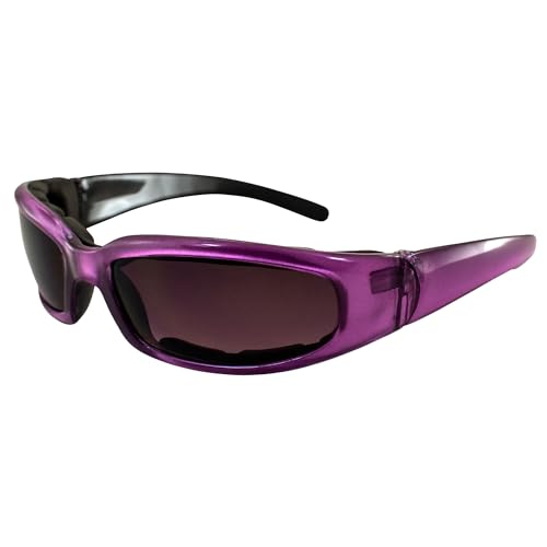 Chix Rally Padded Motorcycle Sunglasses Translucent Purple Frames Gradient Smoke Lens
