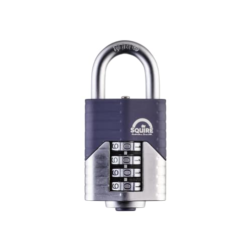 Squire Heavy Duty Padlock (Vulcan Combi 50) - Toughest Open Shackle - 4 Wheel Vulcan Padlock - Steel Cast Alloy for Corrosion Resistance - Weatherproof Lock for Home, School & Shed (Blue, 2')