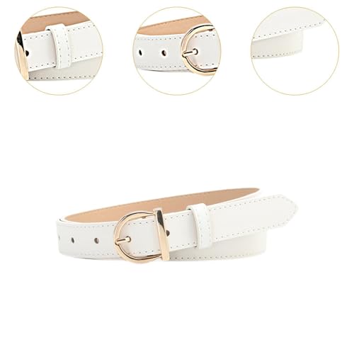 jojomis Women's PU Leather Belt with Alloy Buckle Adjustable Jeans Belt Fashion Accessory 40.94inch- White3