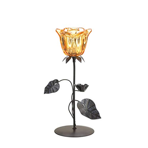 Gallery Of Light 10018780 Amber Floral Candleholder, Multicolor #TOP1