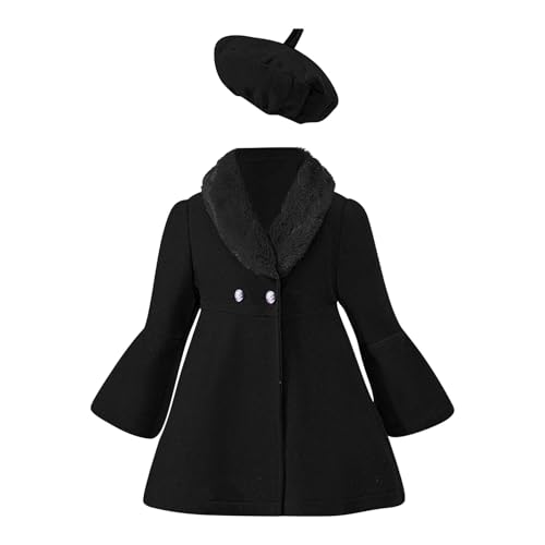 Baby Girls Xmas Clothes Toddler Kids Coat Outfits Long Sleeve Dress Coat with Hat Set Fashion Fall Winter Clothing