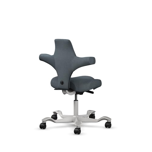 Image of HAG Capisco Standard Chair-Silver Frame-Upholstered Dark Gray