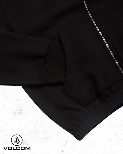Volcom Girls Zip Up Hoodie - Cozy Fleece Zip Up Graphic Hooded Sweatshirt for Girls with Kangaroo Pockets and Ribbed Cuffs, Size 14-16, Black
