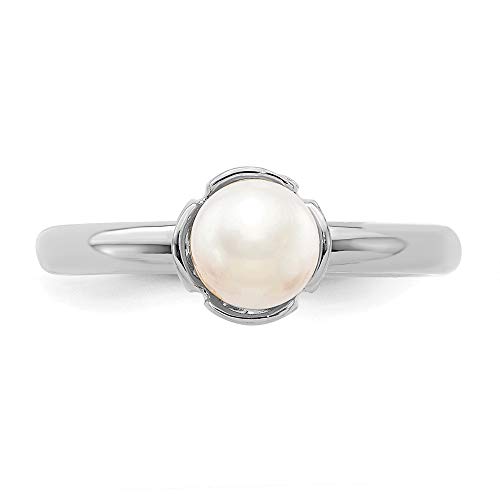Stackable Expressions Sterling Silver Solitaire White Pearl Ring - Size 9 #TOP3