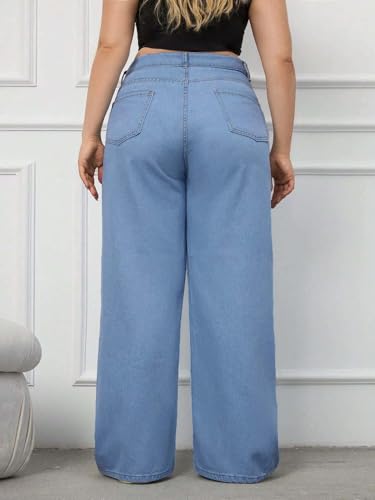 Image of KOTTY Women's Plus Size Straight Fit Denim Jeans with Comfortable Waist and Denim Fabric