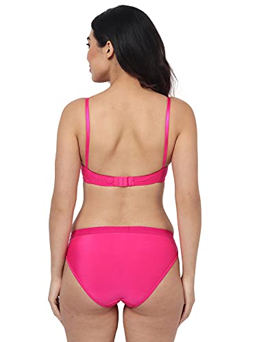 Image of SGC SWEDEN Women's Cotton Bra Panty Set, Sexy Lingerie for Honeymoon Sex Lingerie Set for Women Bra Panty Set for Women Babydolls Sexy Lingerie for Honeymoon Lingerie Multi-Color Cup-B Pink