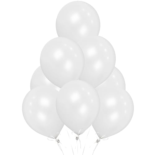 White Balloons 10 Pack Large 12 Inch Thick Latex Biodegradable Helium Party Balloons for Birthday Wedding Baby Shower Valentines Day Events Decoration for Balloon Arch Garland