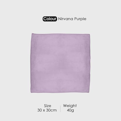 Image of HOUSSE Microfiber Face Towels | Ultra Absorbent, Odour-Free, Quick Dry 450 GSM Face Towel for Home, Gym, Travel, Running & Personal Use | 30x30 cm | Set of 4 in One Colour (Nirvana Purple, Pack of 4)