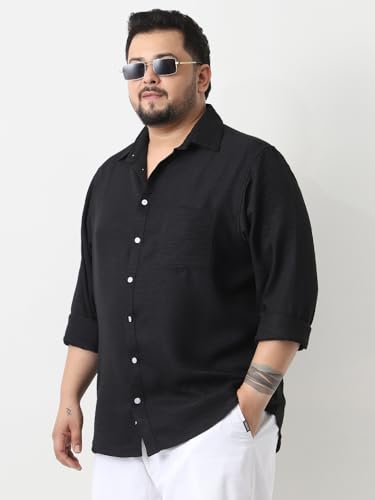 Image of Urbano Plus Men's Linen Blend Full Sleeve Relaxed Fit Casual Solid Shirt