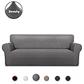 PureFit Super Stretch Chair Sofa Slipcover – Spandex Non Slip Soft Couch Sofa Cover, Washable Furniture Protector with Non Skid Foam and Elastic Bottom for Kids, Pets ?Oversized Sofa, Light Gray