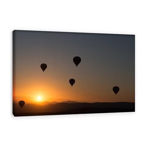 Tableau sur toile montgolfières lever du soleil évasion poétique