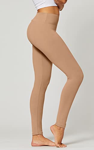 Mocha Premium Buttery Soft High Waisted Leggings For Women - 3" Wide Band - Workout Leggings For Women Tummy Control - One Size Plus - Sol01P-3-Mocha #TOP5