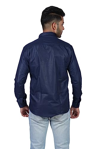 Image of HARPITA Men's Solid Regular Fit Cotton Casual Shirt with Spread Collar & Full Sleeves