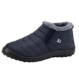ENEN Bottes de Neige Imperméable Femme Homme 35 47, Bottes Femme Hiver Fourré Antidérapantes Semelle en Caoutchouc Chaude Confortable pour Extérieur, Randonnée (41,Bleu)