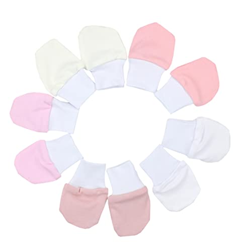 TupTam Moufles pour Bébé Mitaines Gants de Nouveau-Nés Anti-Rayures Coton 5 Paires, Mix de couleurs 1, 0-3 mois Cover