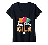Photo Gallery donna buon compleanno dicendo gila maglietta con collo a v Photo Gallery donna buon compleanno dicendo gila maglietta con collo a v